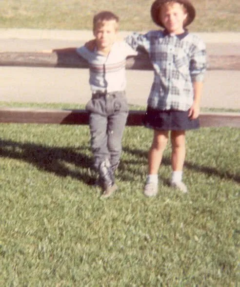 Vintage photo of two children from the Kelley & Dawson family archive